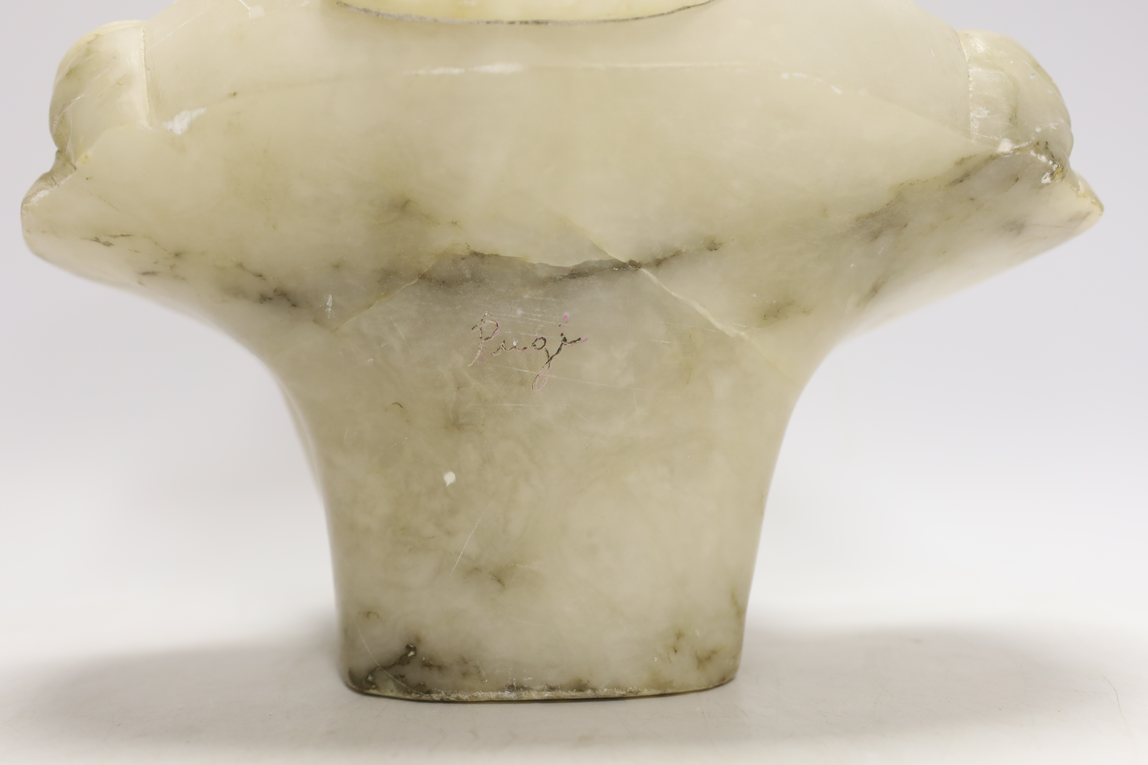 Guglielmo Pugi (1850-1915), an alabaster bust of a female, signed verso, 34cm high